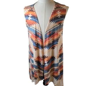 Liberty Wear Aztec Print Sleeveless Lightweight Sleeveless Knit Kimono